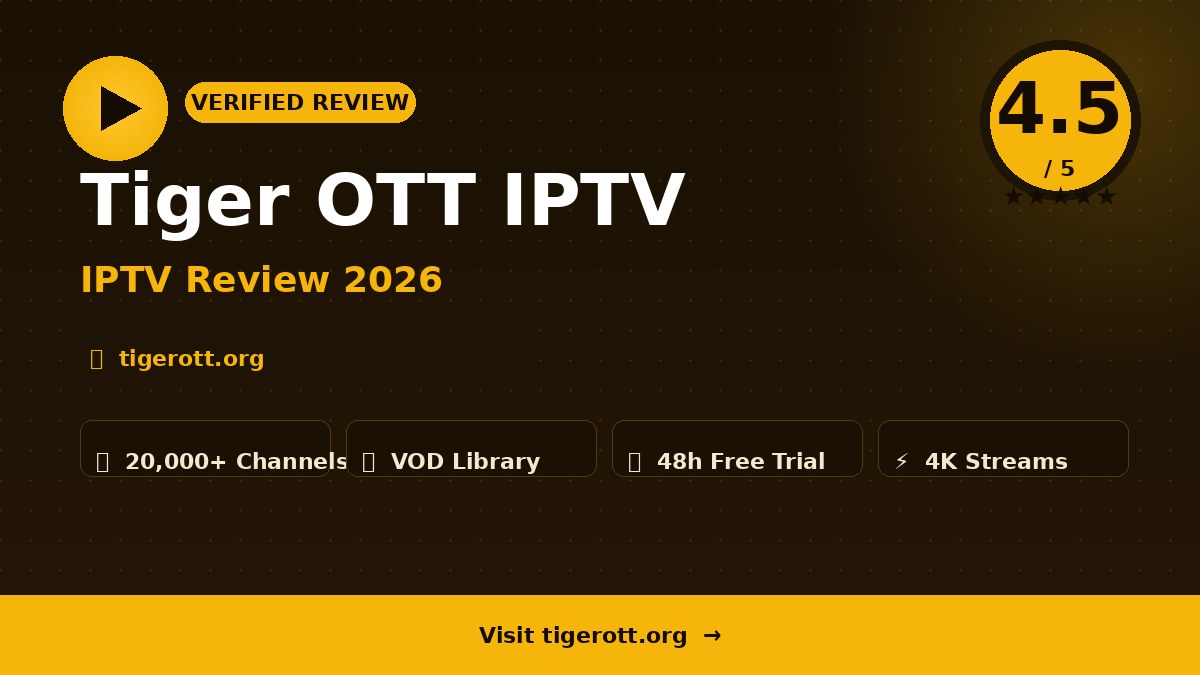Tiger OTT IPTV Review 2026